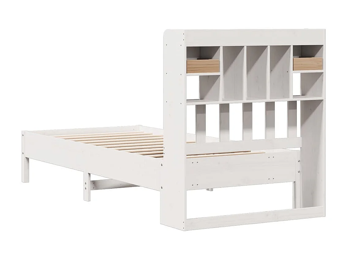 Letto Libreria senza Materasso Bianco 90x190 cm Massello Pino