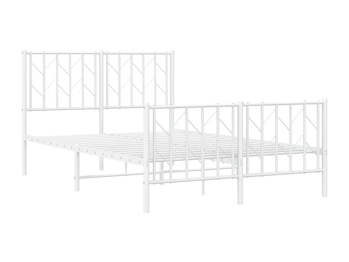 Cadre de lit métal sans matelas et pied de lit blanc 120x200 cm
