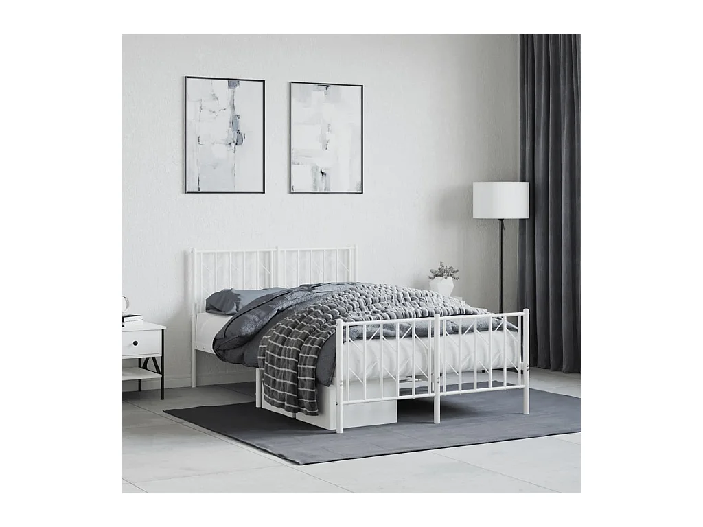 Bedframe met hoofd- en voeteneinde metaal wit 120x200 cm