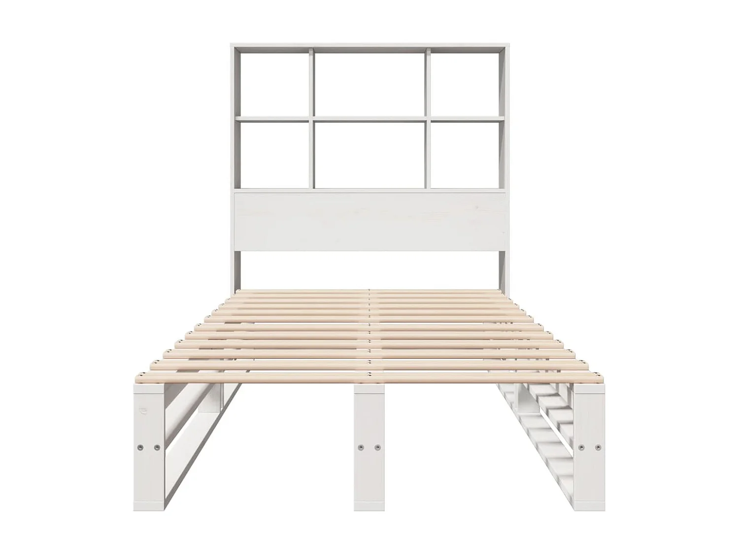 Cama con estantería sin colchón madera maciza blanca 90x200 cm