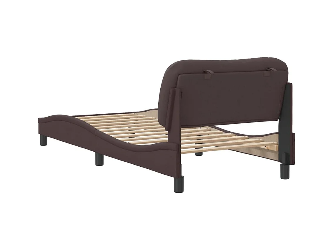 Estructura de cama sin colchón tela marrón oscuro 90x200 cm