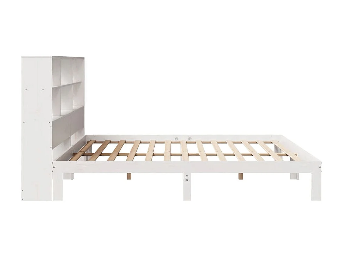 Cama com estante sem colchão 180x200 cm pinho maciço branco