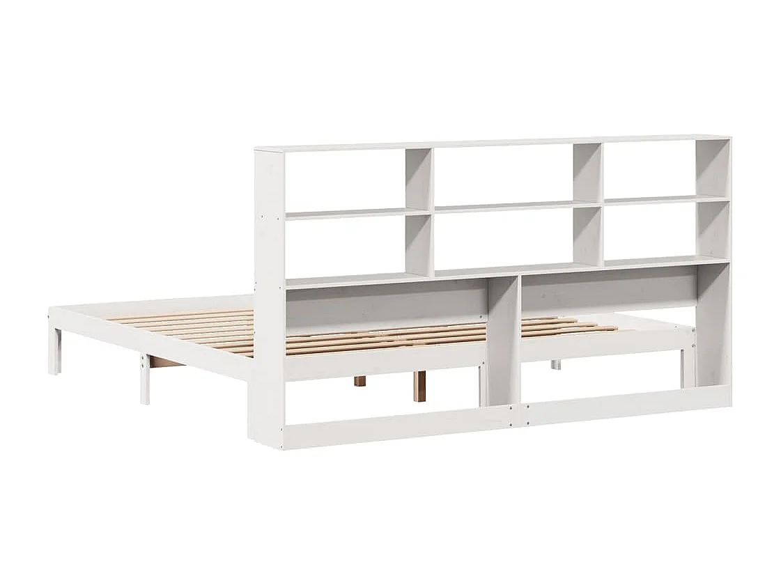 Cama com estante sem colchão 180x200 cm pinho maciço branco