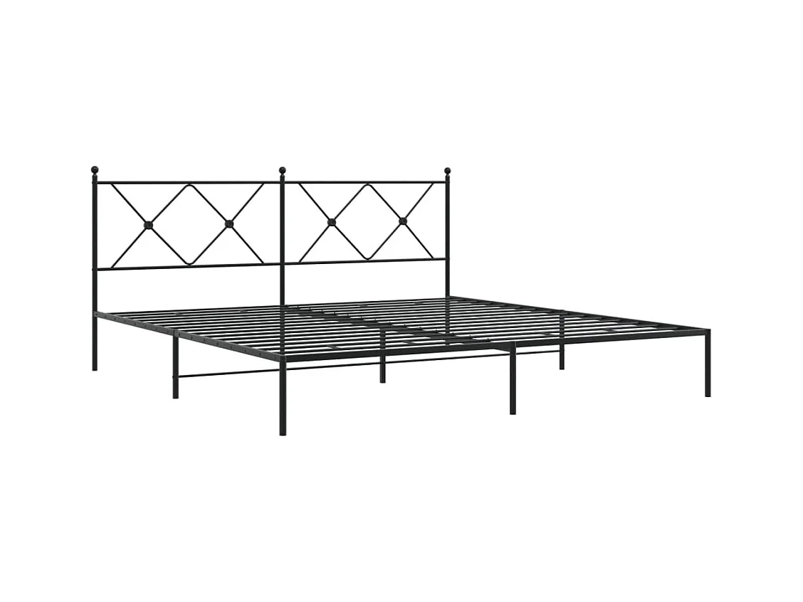 Bedframe met hoofdbord metaal zwart 183x213 cm