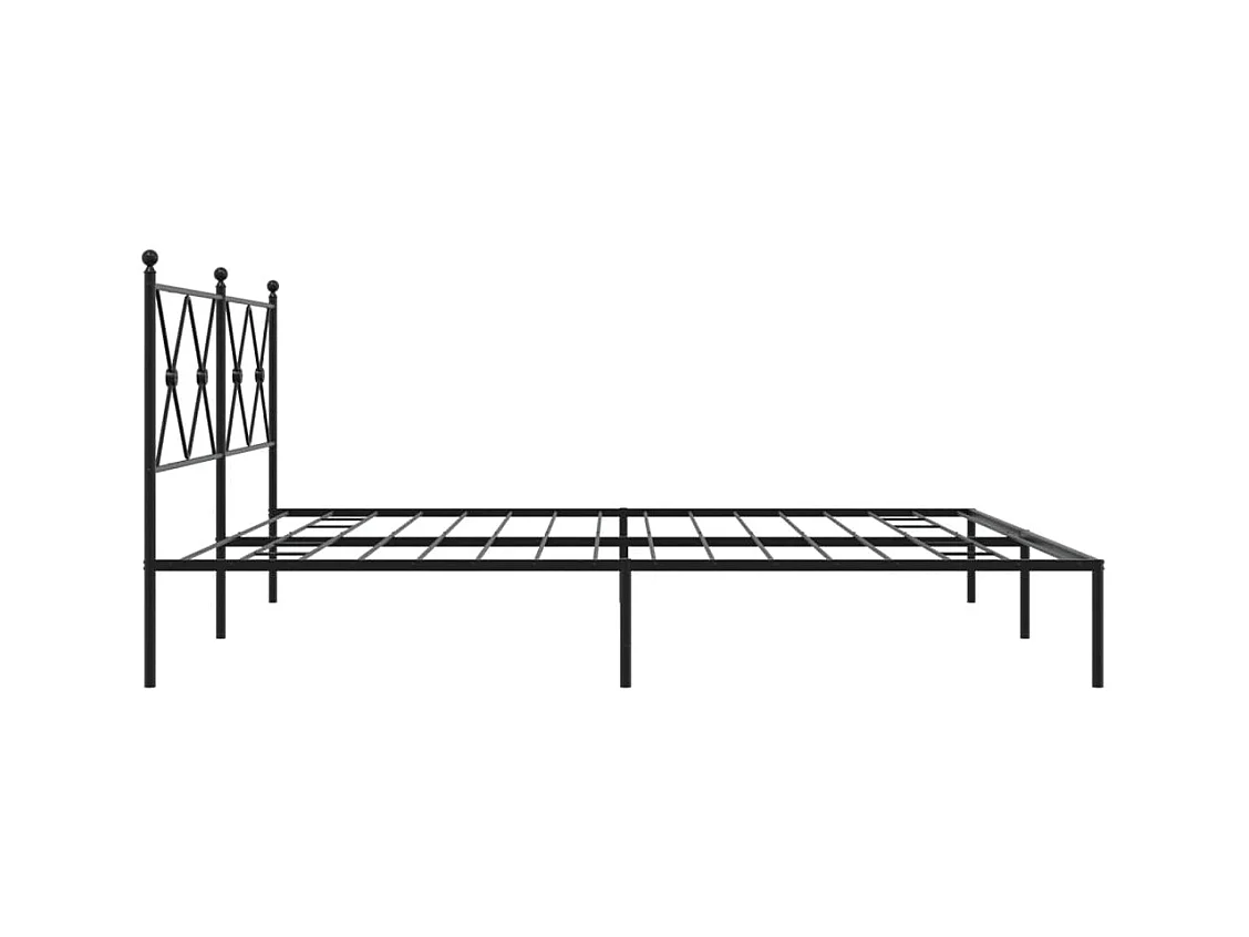 Bedframe met hoofdbord metaal zwart 183x213 cm
