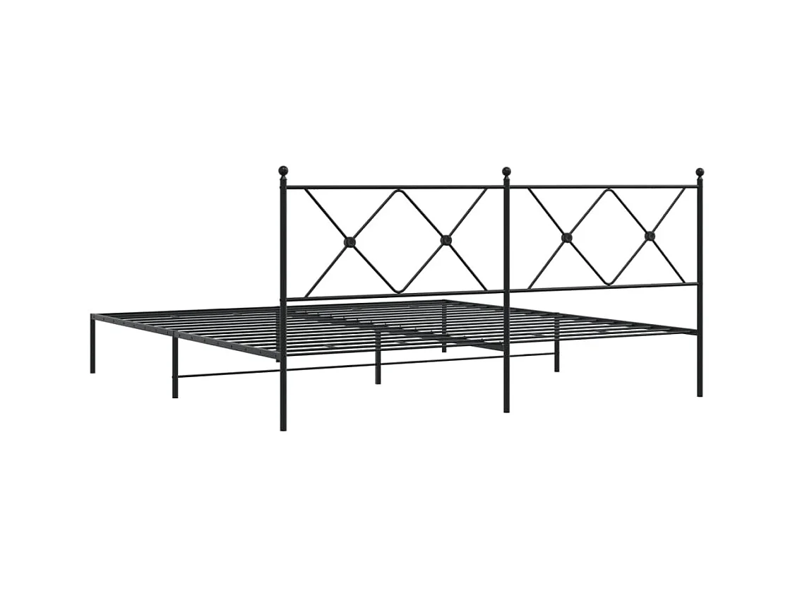 Bedframe met hoofdbord metaal zwart 183x213 cm