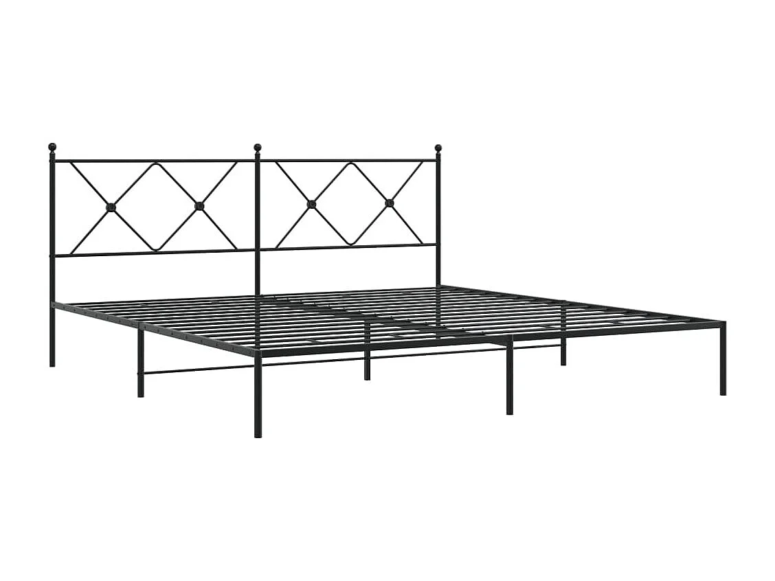Bedframe met hoofdbord metaal zwart 183x213 cm