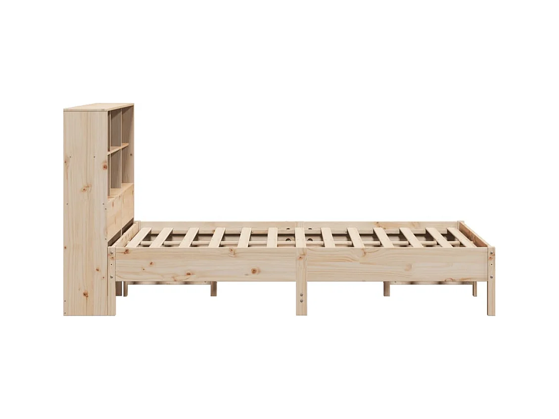 Lit bibliothèque sans matelas 160x200 cm bois massif de pin