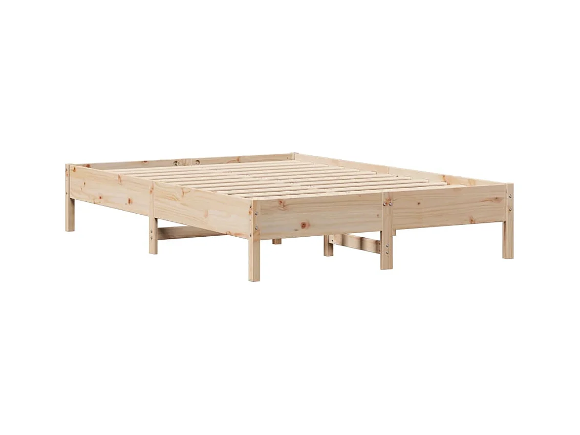 Lit bibliothèque sans matelas 160x200 cm bois massif de pin