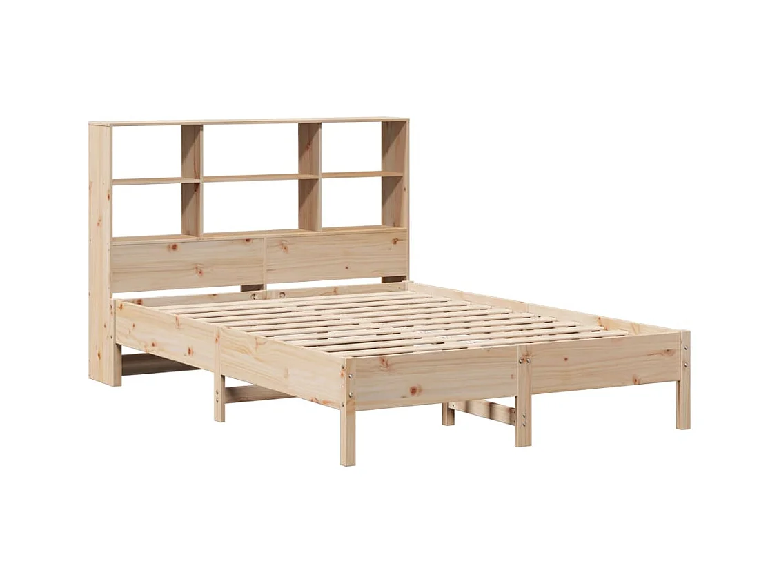 Lit bibliothèque sans matelas 160x200 cm bois massif de pin