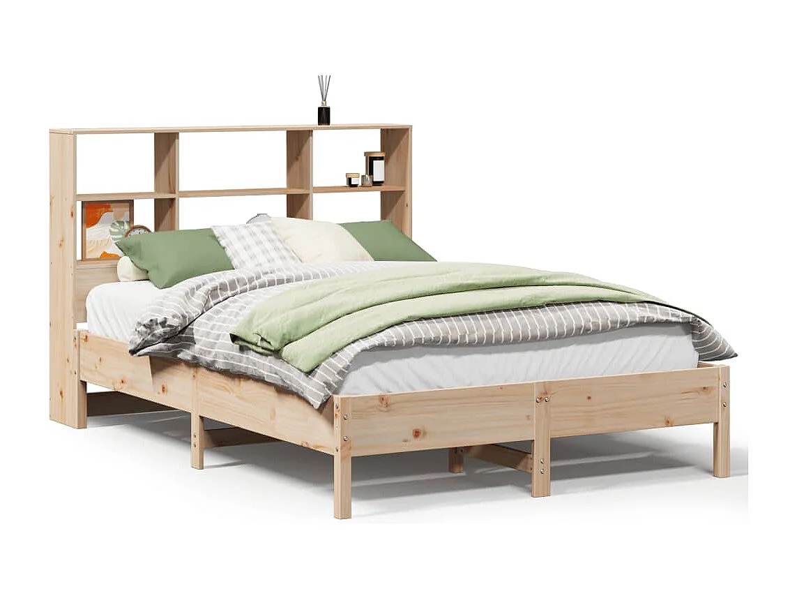 Lit bibliothèque sans matelas 160x200 cm bois massif de pin
