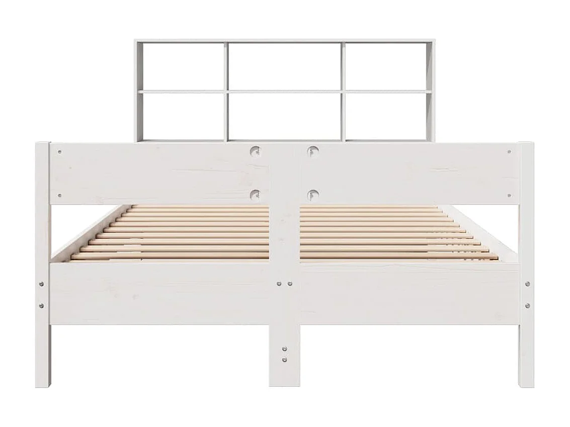 Lit bibliothèque sans matelas blanc 140x200 cm bois pin massif