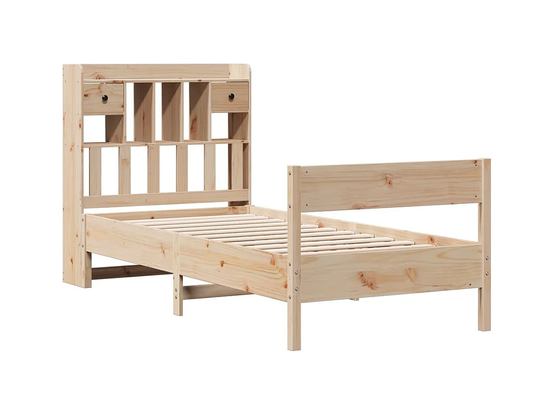 Lit bibliothèque sans matelas 75x190 cm bois de pin massif