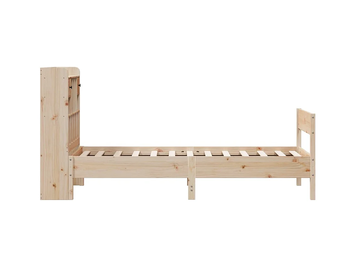 Lit bibliothèque sans matelas 75x190 cm bois de pin massif