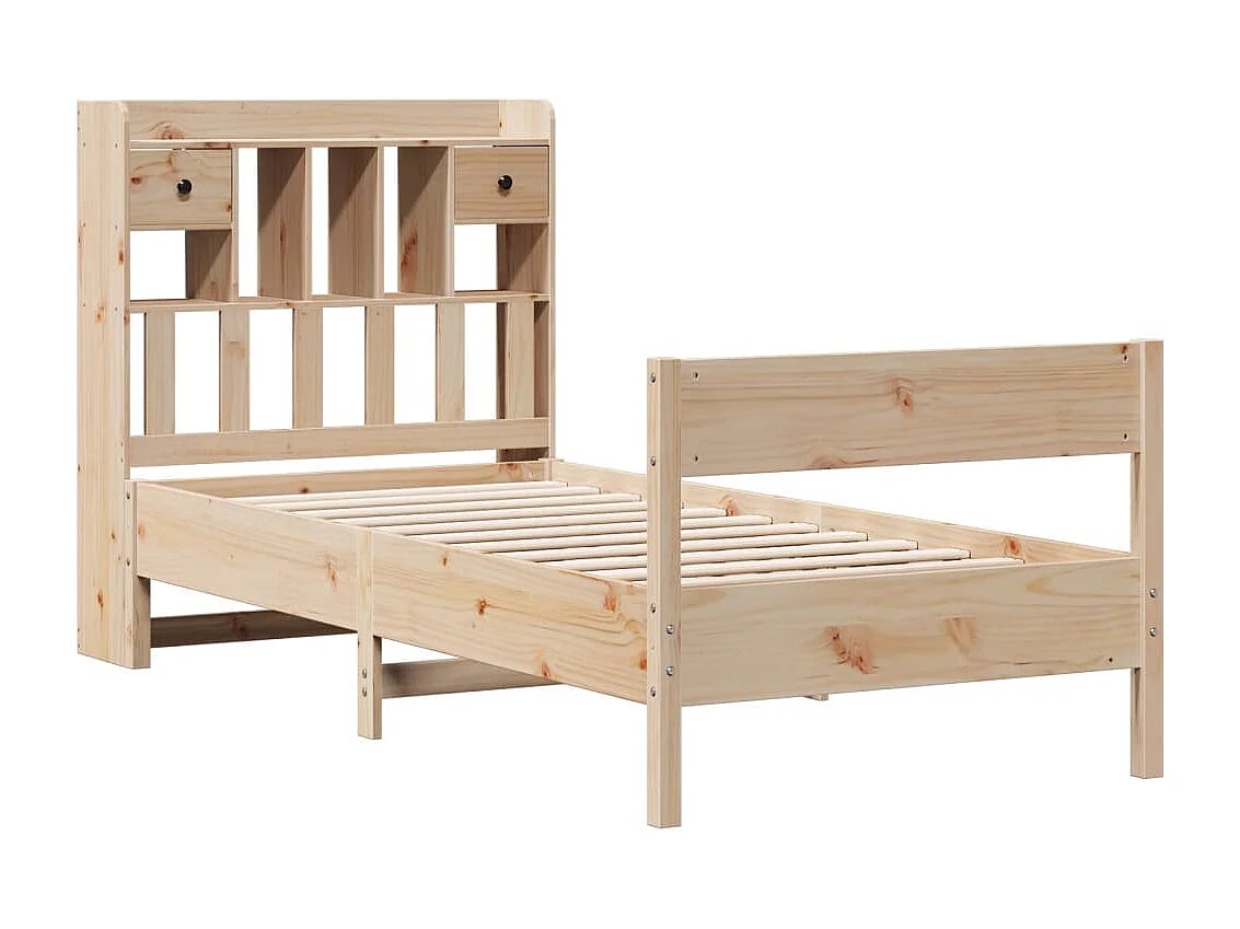 Lit bibliothèque sans matelas 75x190 cm bois de pin massif