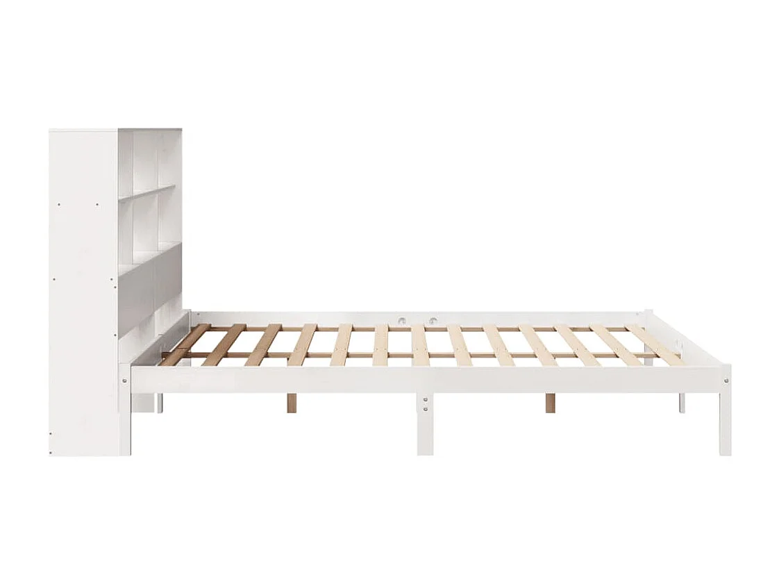 Cama con estantería sin colchón madera maciza blanca 180x200 cm