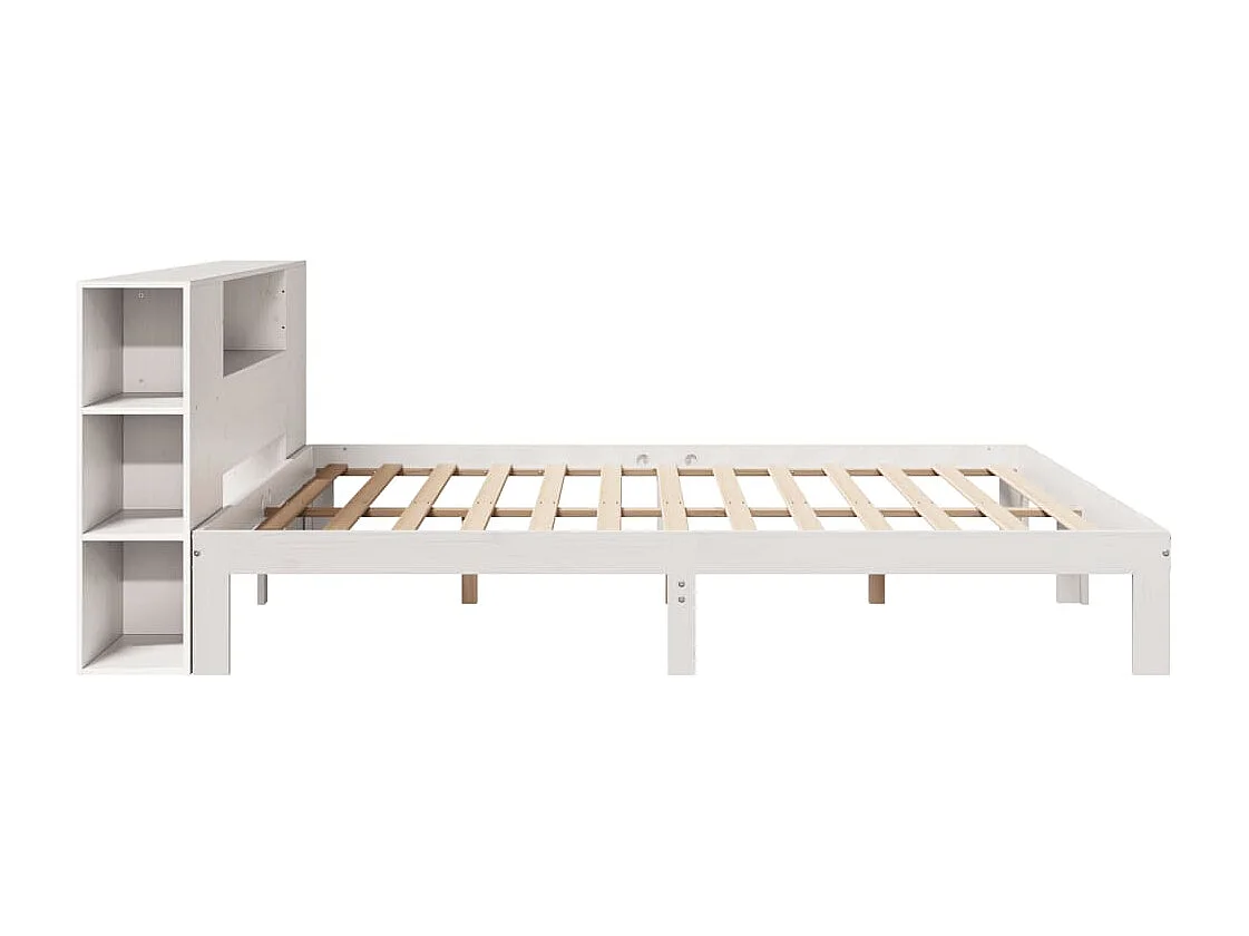 Lit bibliothèque sans matelas blanc 180x200 cm bois pin massif