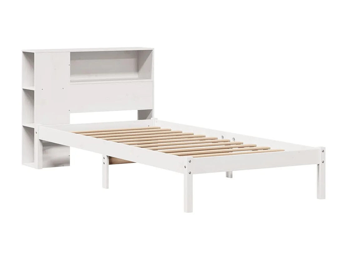 Lit bibliothèque sans matelas blanc 100x200 cm bois pin massif