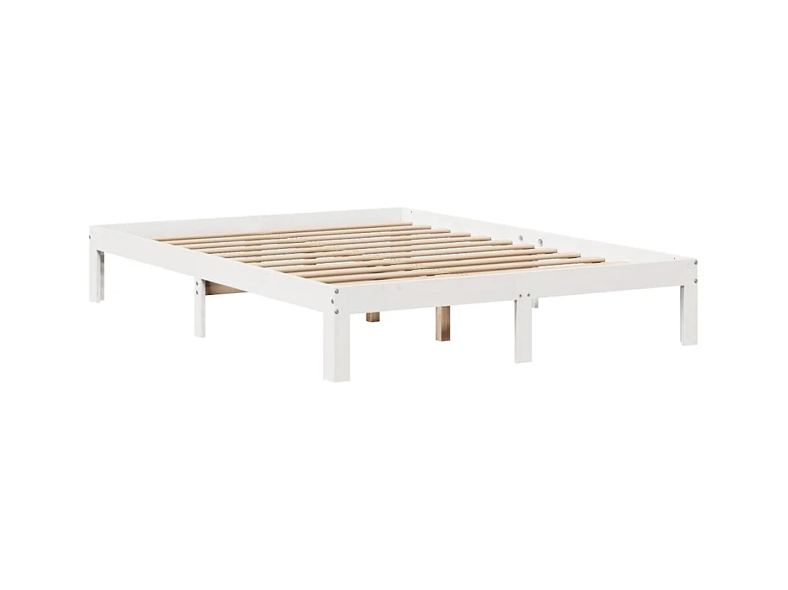 Giroletto con Testiera Bianco 120x190 cm Legno Massello di Pino
