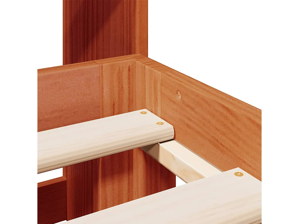 Massivholzbett mit Regal ohne Matratze Wachsbraun 135x190 cm