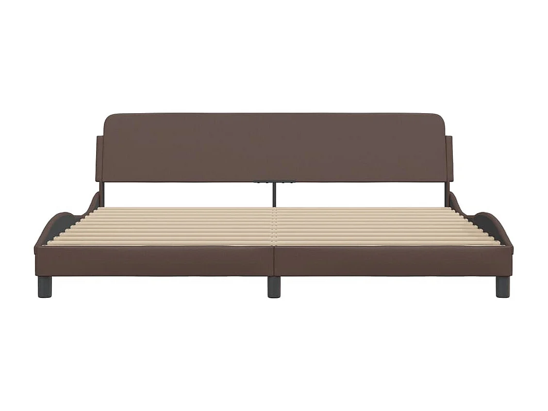Estructura de cama sin colchón cuero sintético marrón 200x200cm