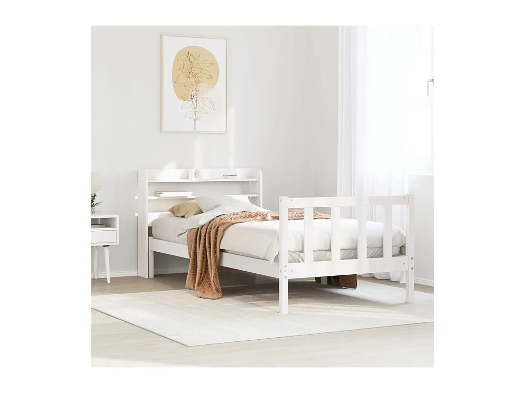 Letto senza Materasso Bianco 90x200 cm Legno Massello di Pino