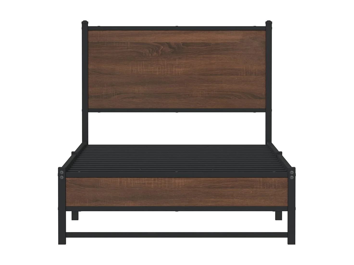 Estrutura de cama sem colchão 75x190 cm metal carvalho castanho