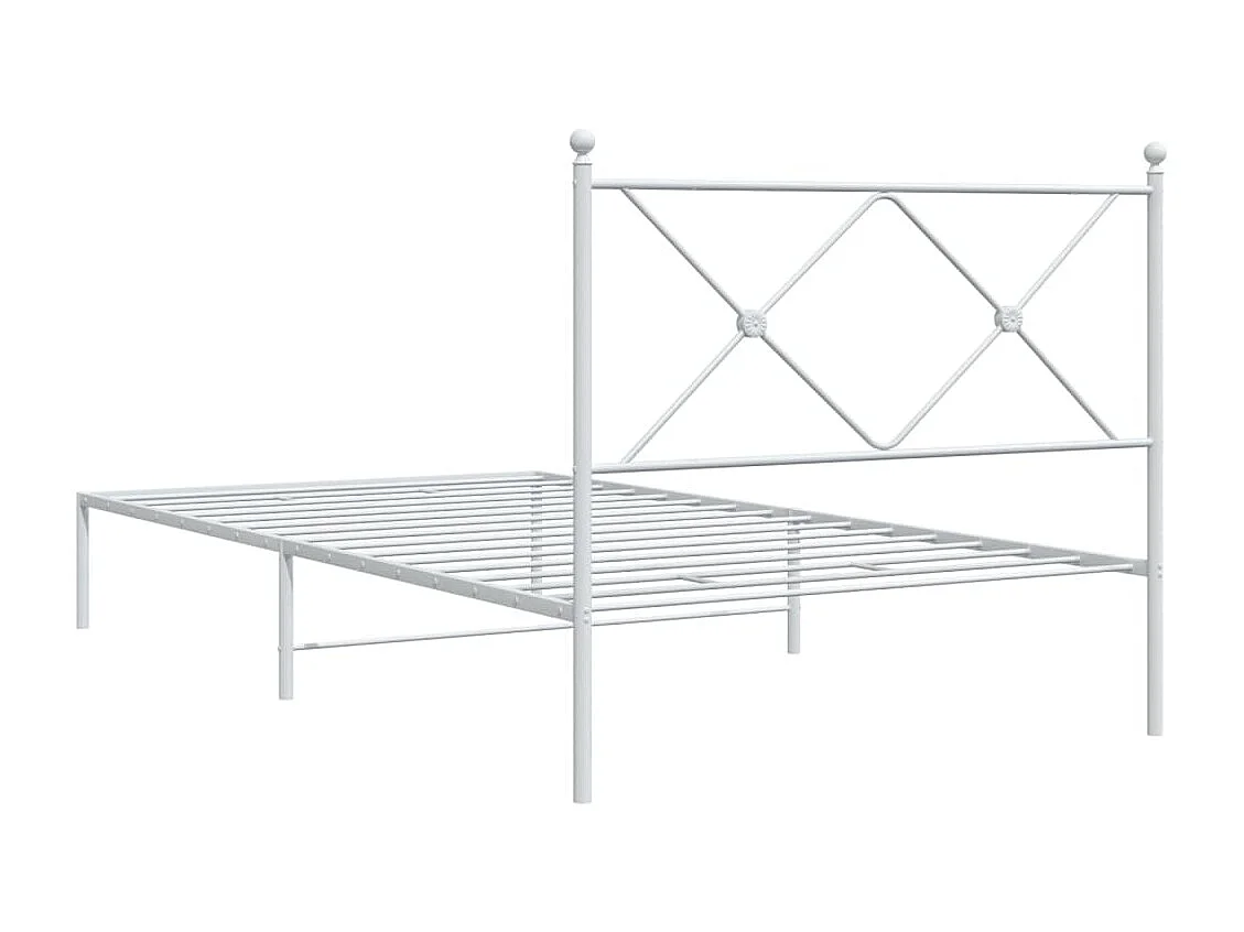 Cadre de lit métal sans matelas et tête de lit blanc 107x203 cm
