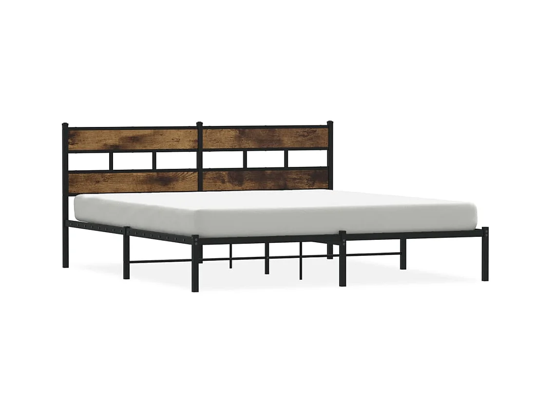Bedframe zonder matras metaal gerookt eikenkleurig 183x213 cm