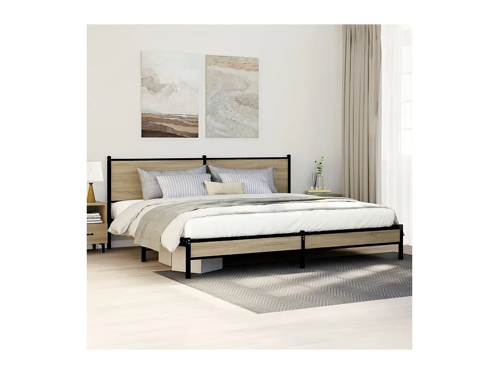 Giroletto senza Materaso in Metallo Rovere Sonoma 193x203 cm