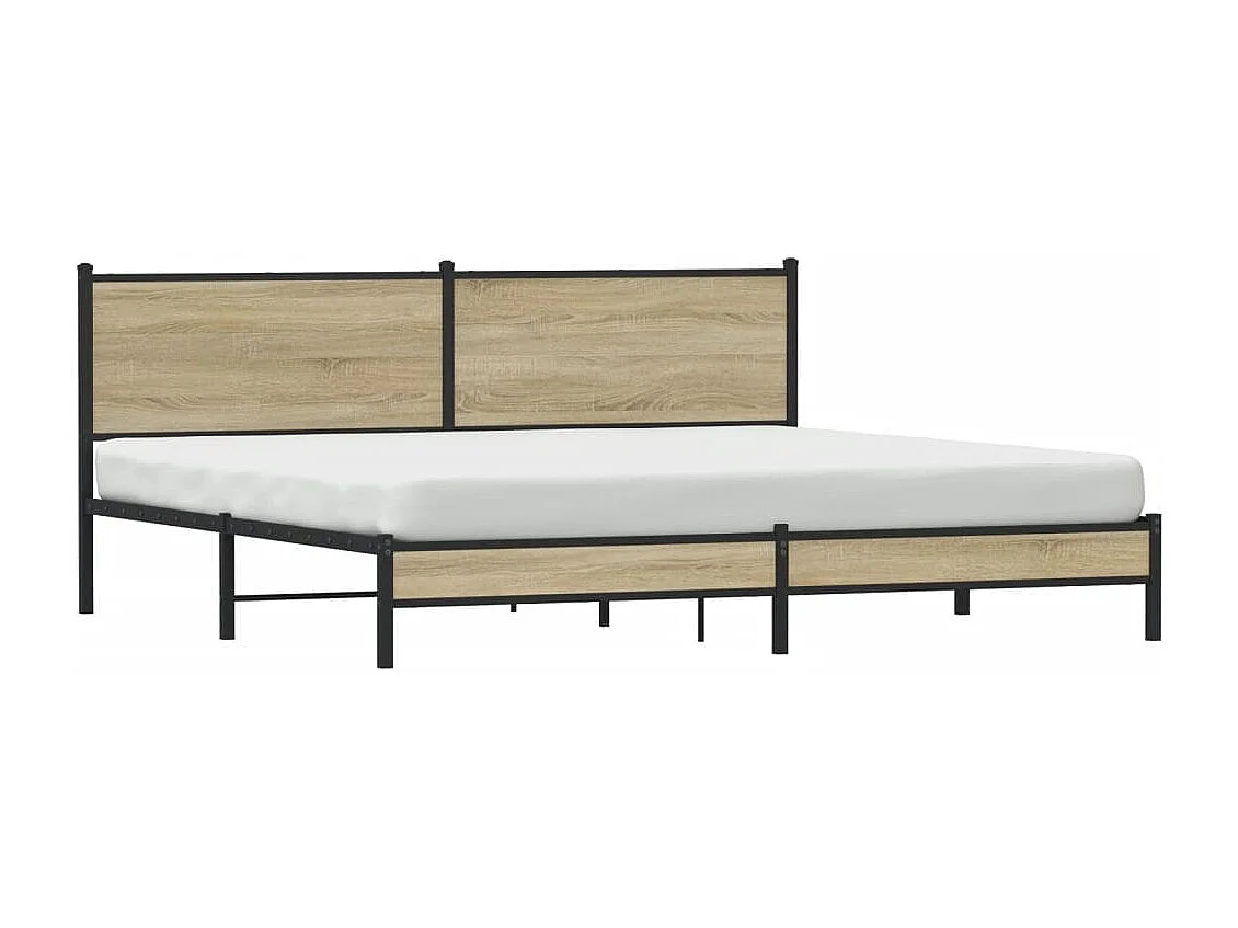 Cadre de lit en métal sans matelas chêne sonoma 193x203 cm