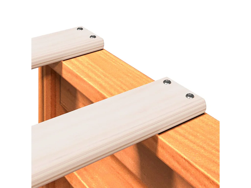 Massivholzbett mit Regal ohne Matratze Wachsbraun 140x190 cm