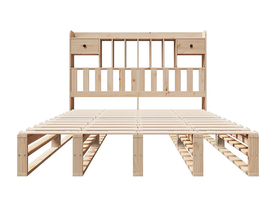 Massivholzbett mit Regal ohne Matratze 140x200 cm Kiefernholz