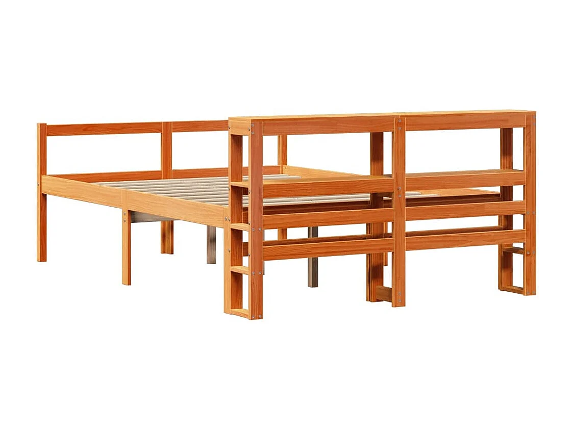 Giroletto con Testiera Marrone Cera 120x190 cm Massello Pino