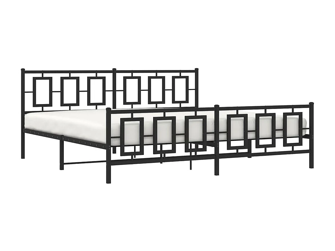 Cadre de lit métal sans matelas avec pied de lit noir 193x203cm
