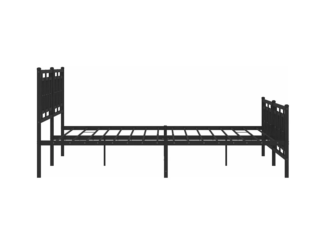 Cadre de lit métal sans matelas avec pied de lit noir 193x203cm