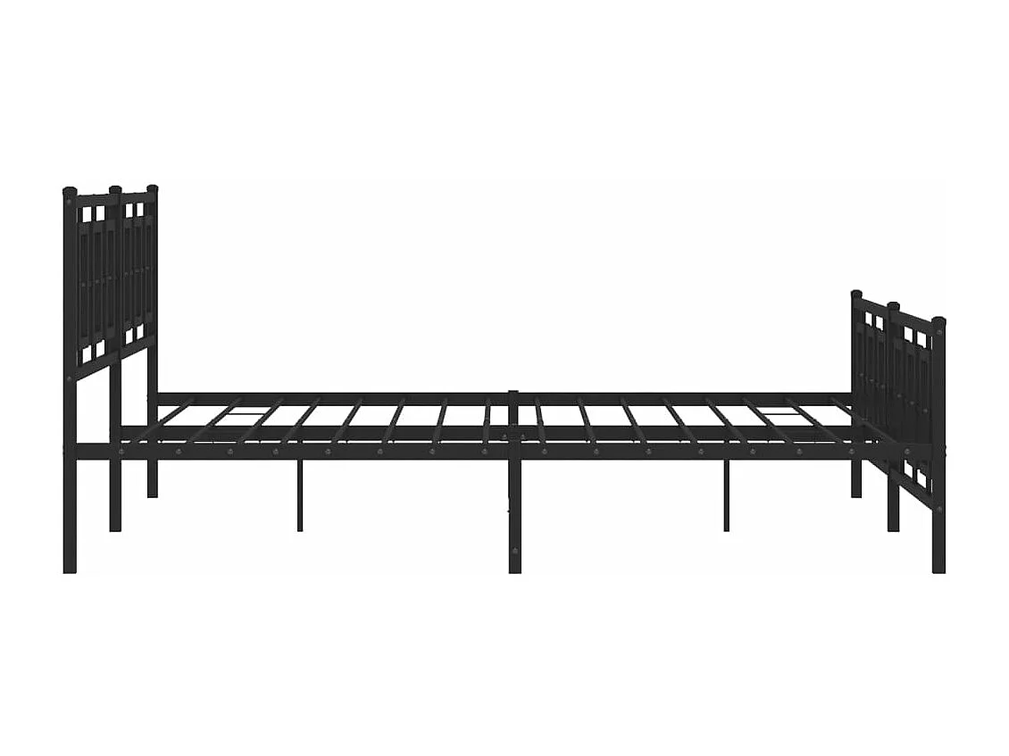Cadre de lit métal sans matelas avec pied de lit noir 193x203cm