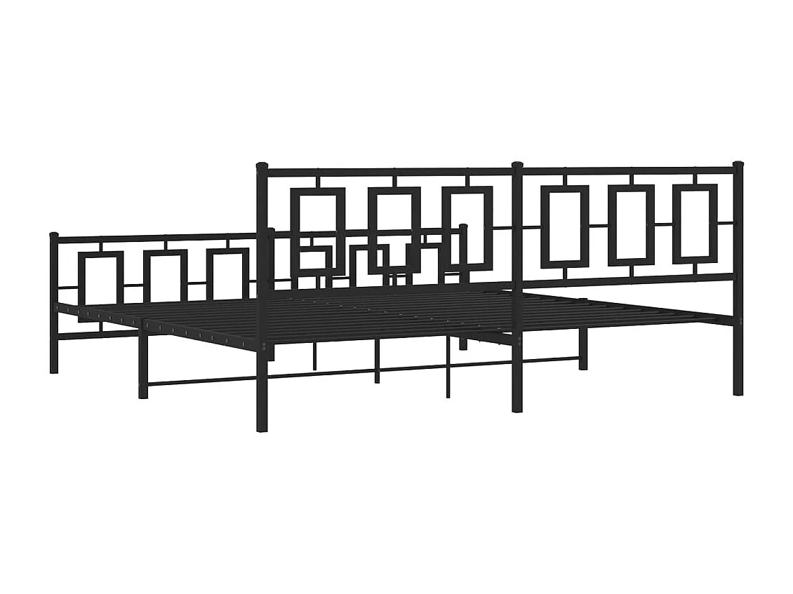 Cadre de lit métal sans matelas avec pied de lit noir 193x203cm
