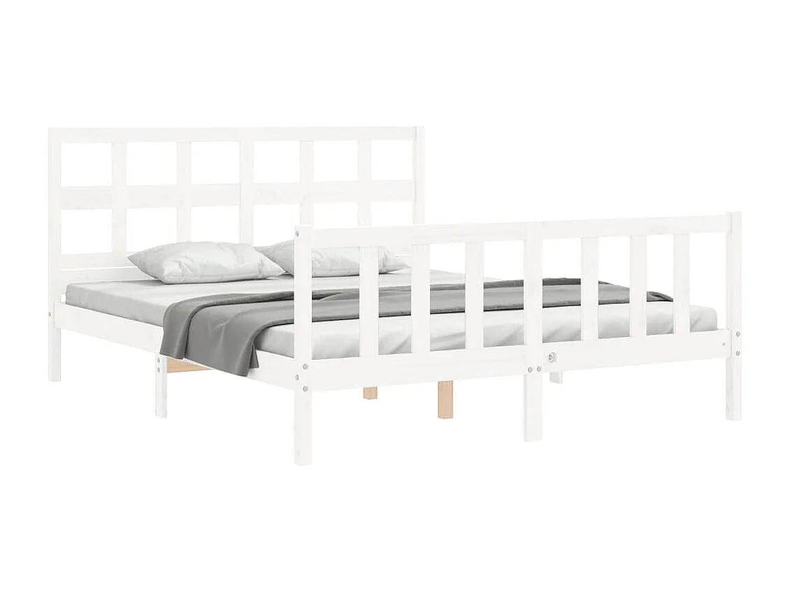 Cadre de lit sans matelas blanc bois de pin massif