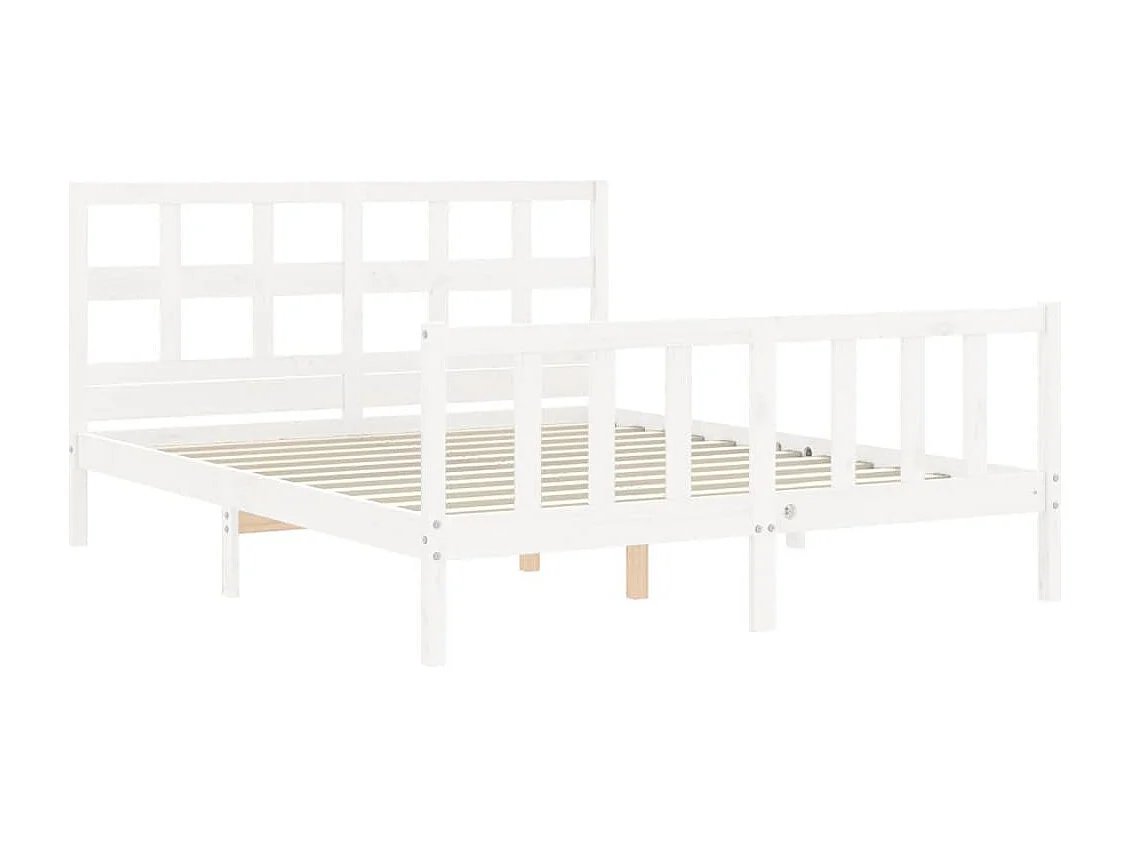 Cadre de lit sans matelas blanc bois de pin massif
