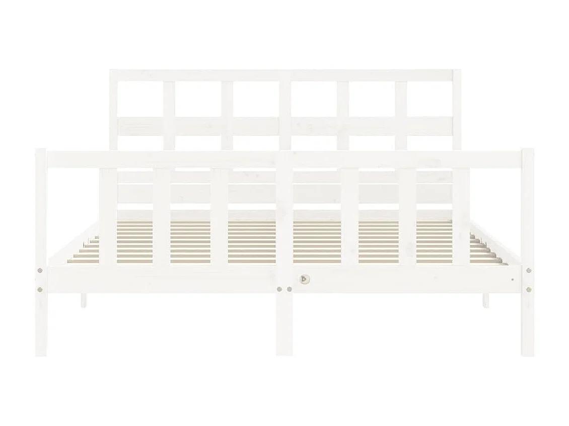 Cadre de lit sans matelas blanc bois de pin massif