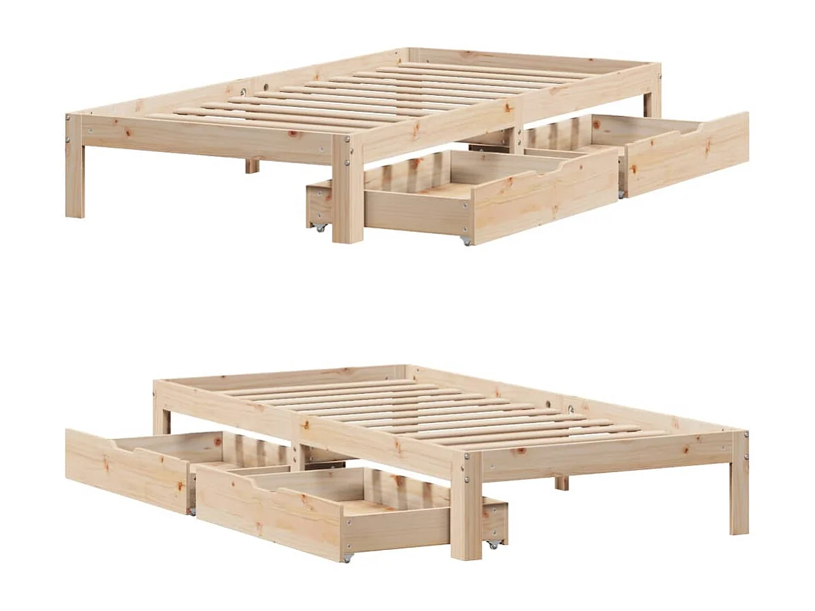 Estructura cama con cajones madera maciza pino 100x200 cm