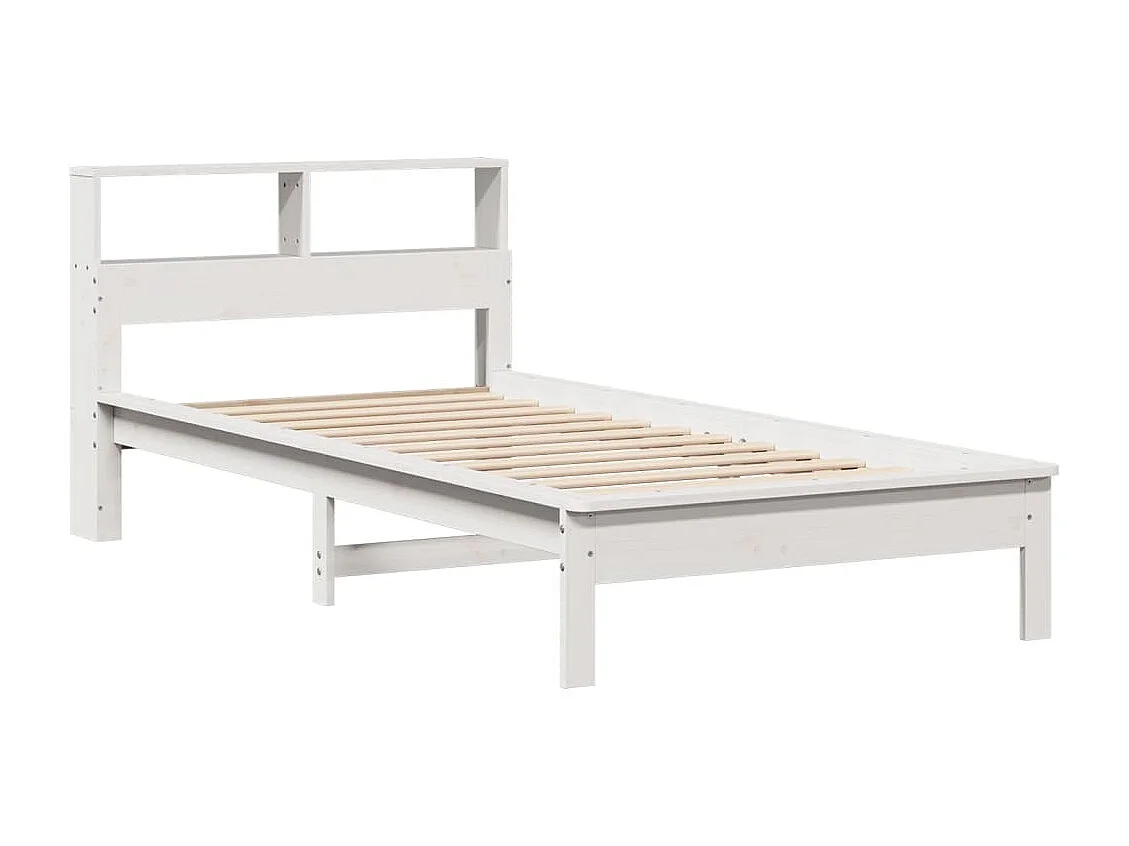 Lit bibliothèque sans matelas blanc 90x200cm bois de pin massif