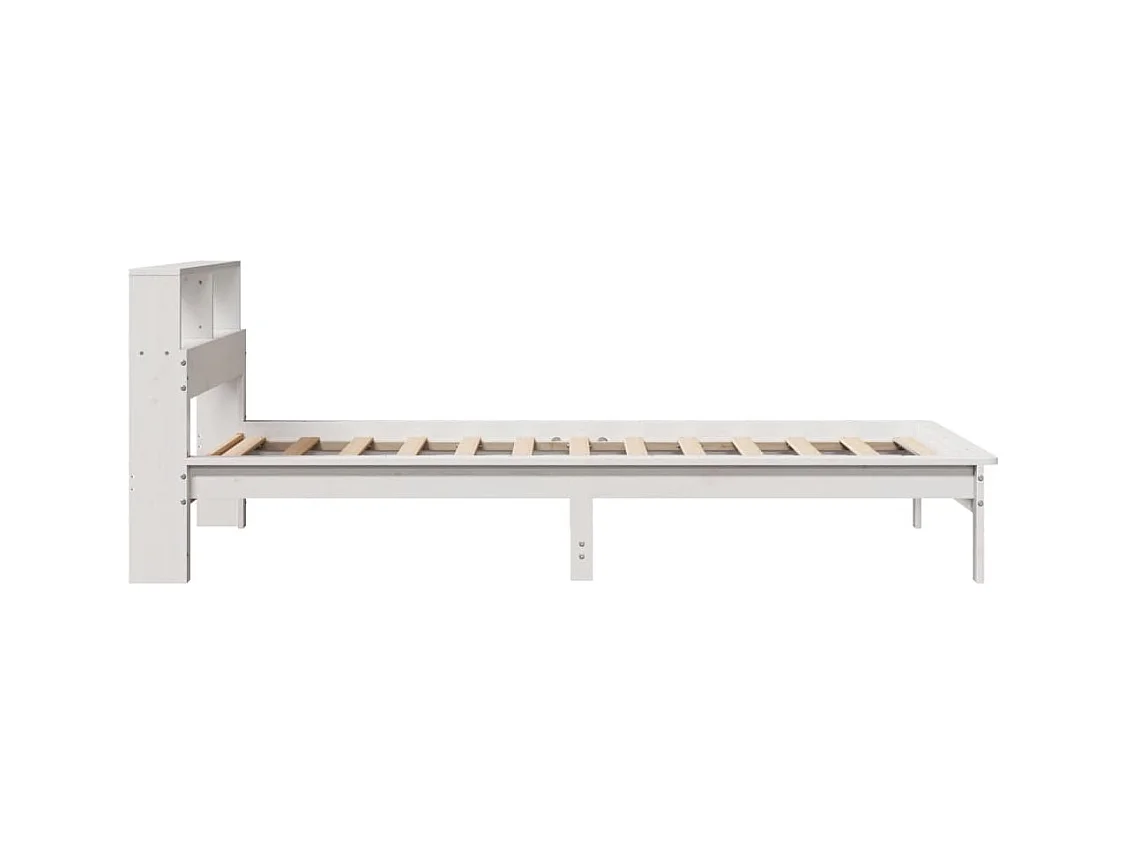 Lit bibliothèque sans matelas blanc 90x200cm bois de pin massif