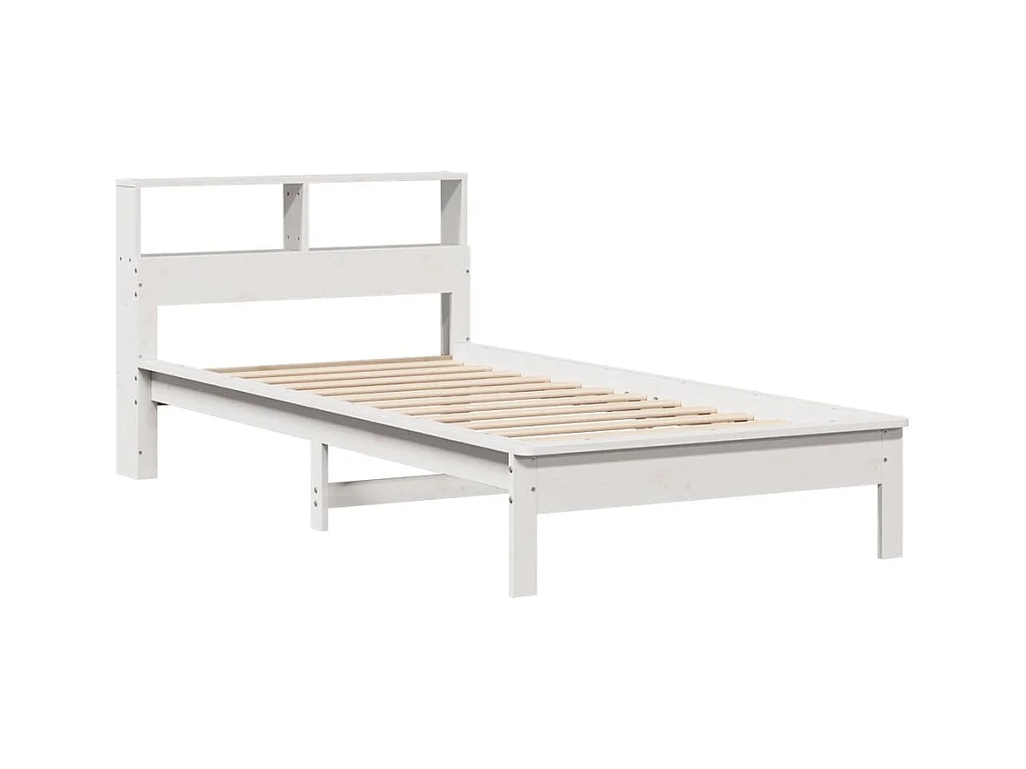 Lit bibliothèque sans matelas blanc 90x200cm bois de pin massif