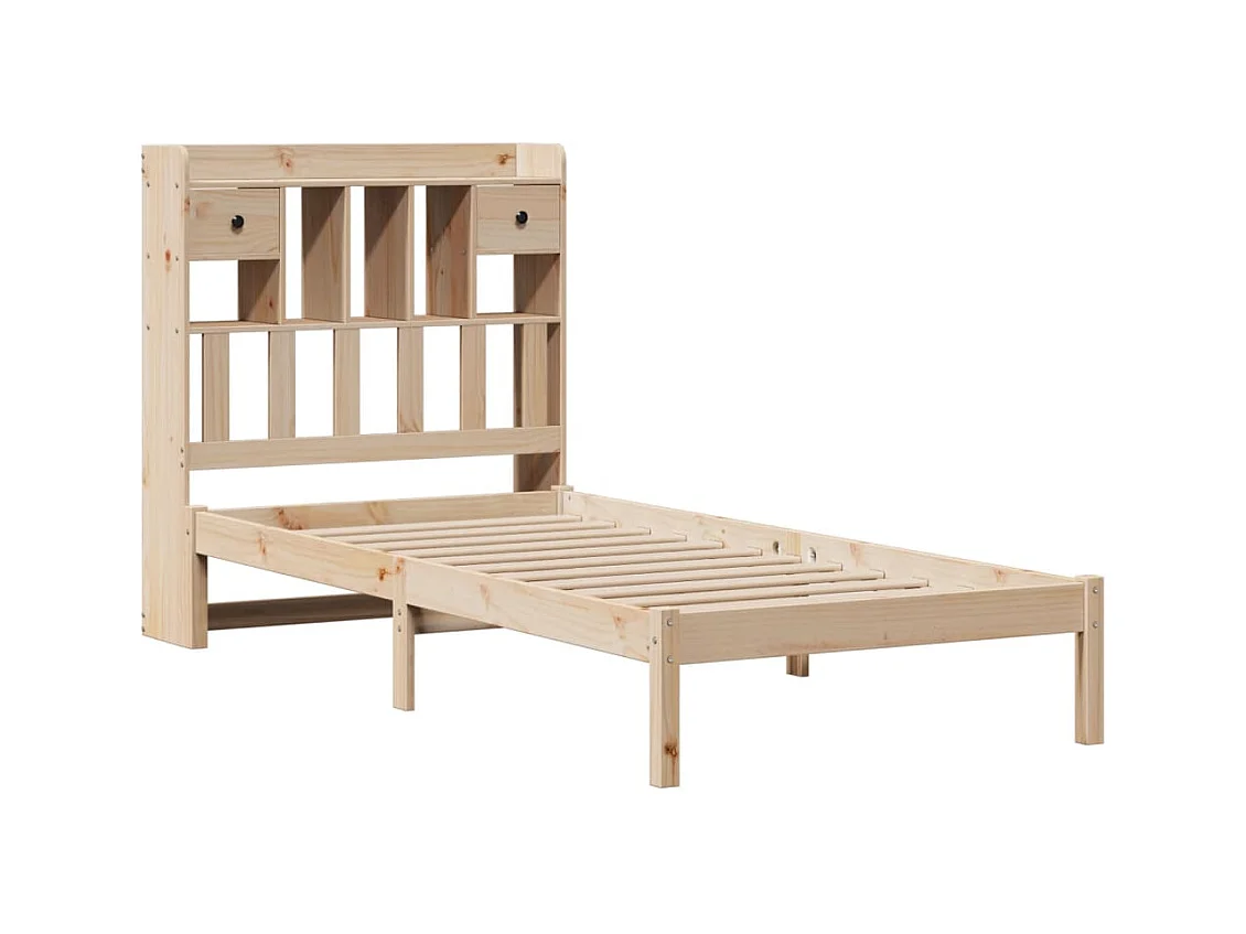 Bed met boekenkast zonder matras massief grenenhout 100x200 cm