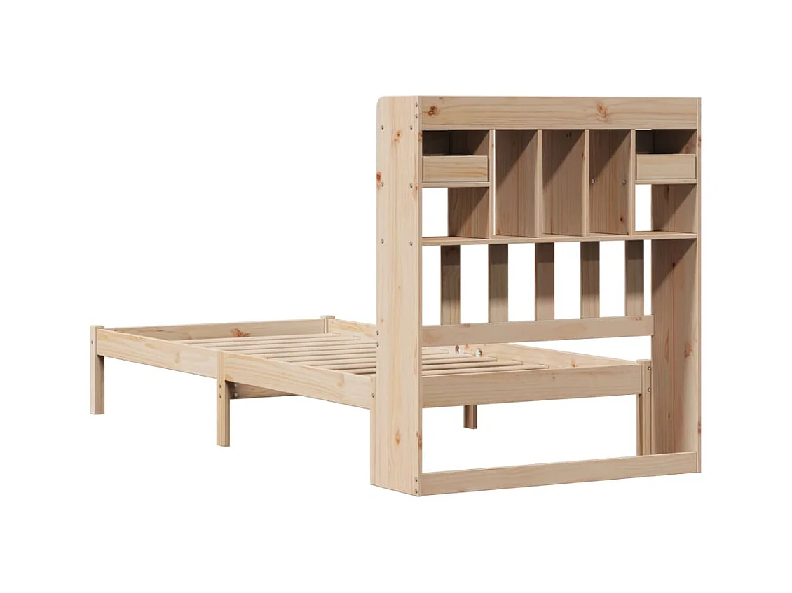 Bed met boekenkast zonder matras massief grenenhout 100x200 cm