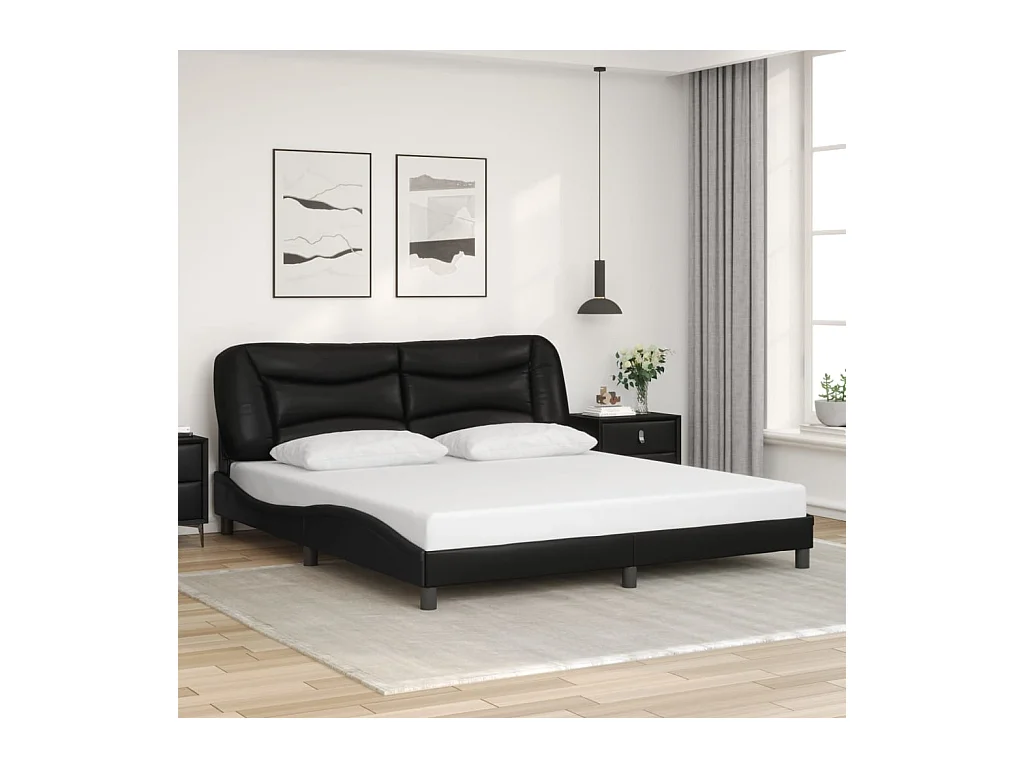 Cadre de lit sans matelas noir 180x200 cm similicuir