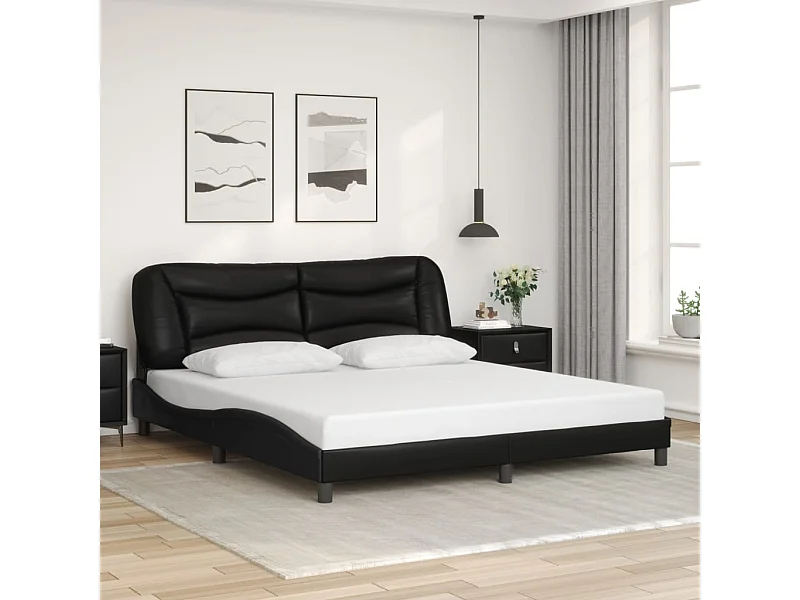 Cadre de lit sans matelas noir 180x200 cm similicuir
