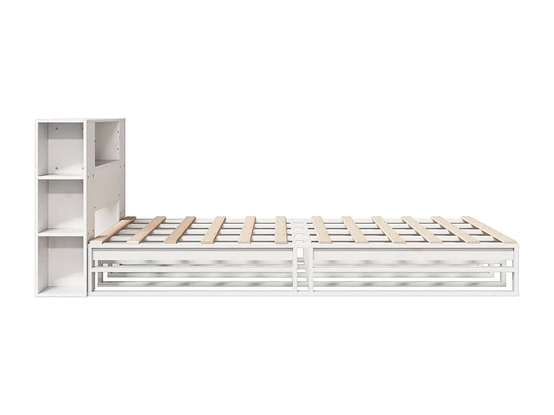 Cama com estante sem colchão 160x200 cm madeira maciça branco